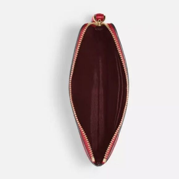 COACH Leather Wristlet 58032 Corner Zip Wristlet Red / gold - Picture 2 of 3